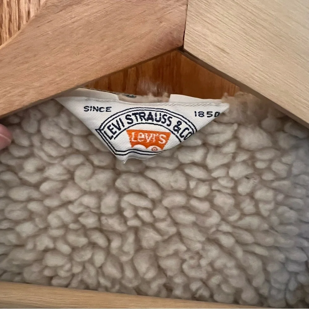 Levi's Orange Tag Blue Denim Sherpa Vest - Picture 6 of 8